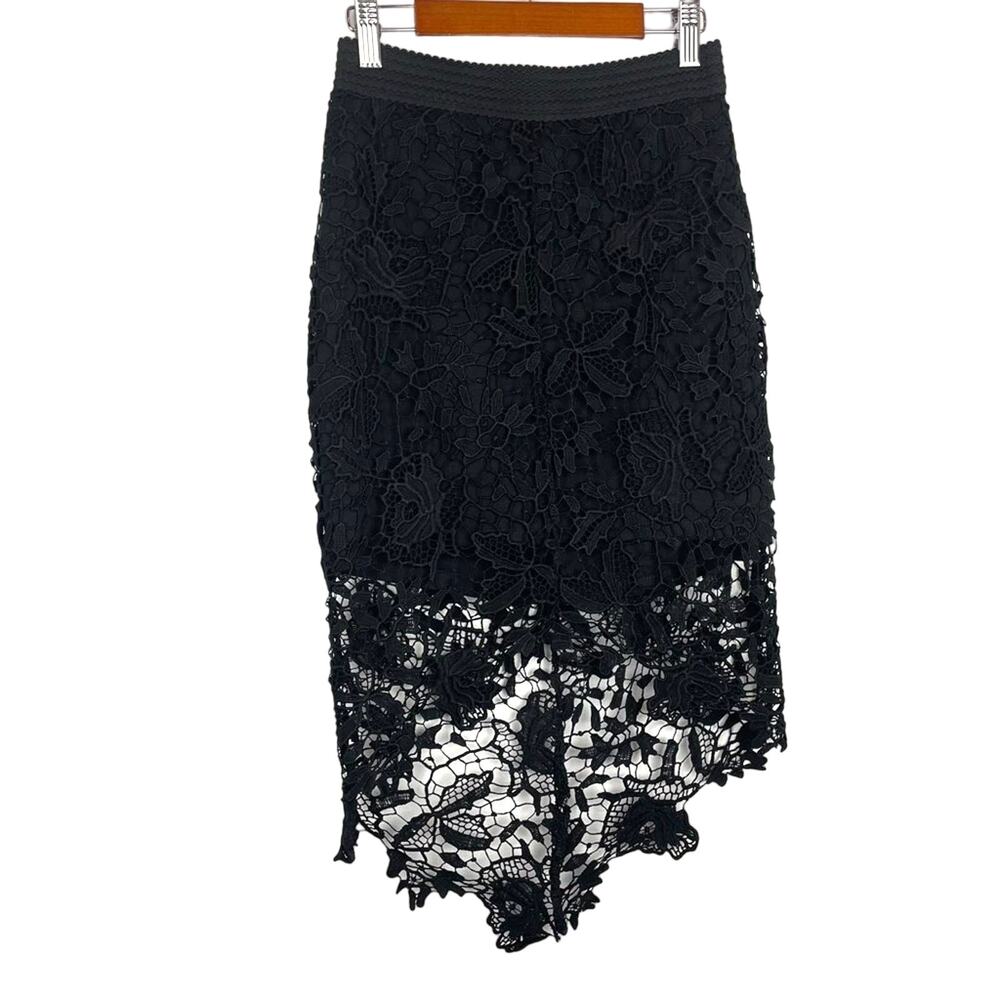 Lush | Black Lace Mini Skirt High Low Small